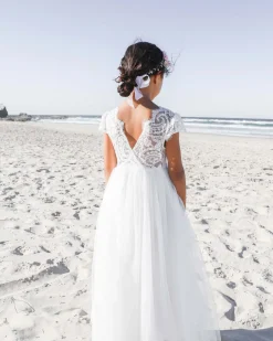 White Magnolia Flower Girl Dress