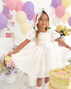 White Organza Girls Hair Bow