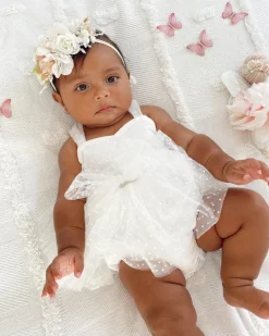 White Wildflower Baby Girl Romper